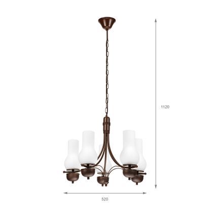 Brilagi - LED Lustr na řetězu COTTAGE 5xE14/40W/230V dub/bílá