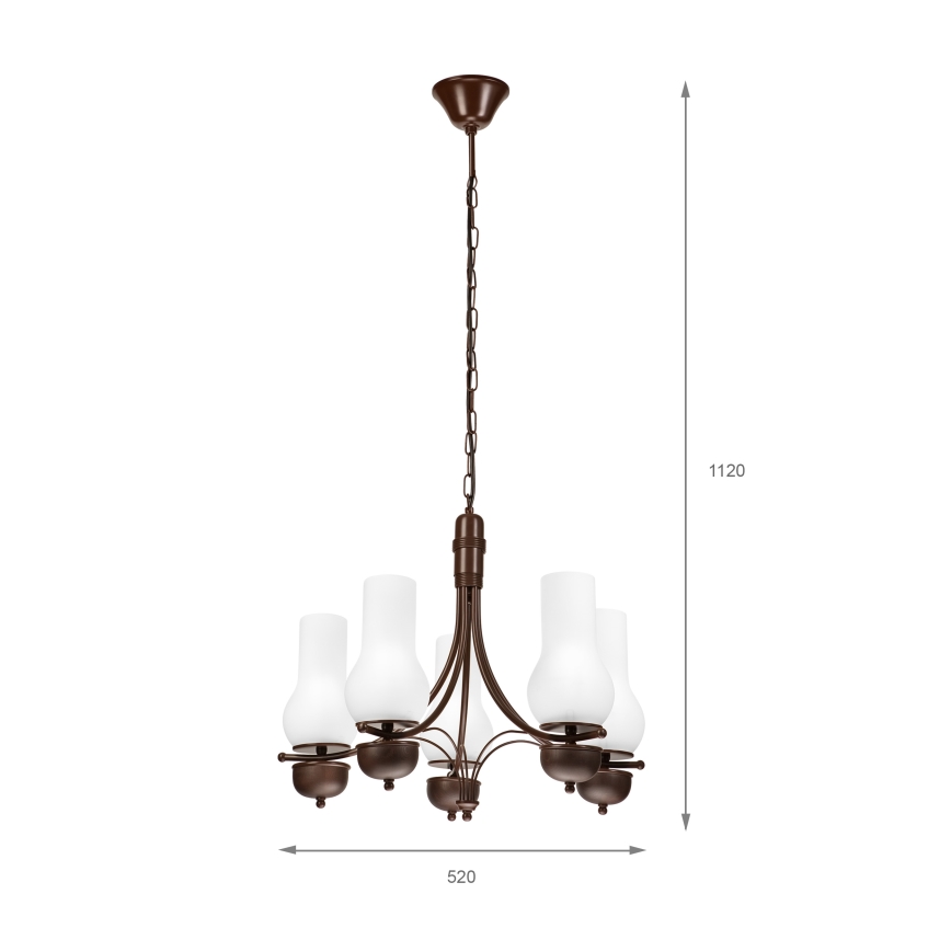 Brilagi - LED Lustr na řetězu COTTAGE 5xE14/40W/230V dub/bílá