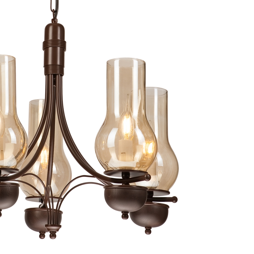 Brilagi - LED Lustr na řetězu COTTAGE 5xE14/40W/230V dub/hnědá