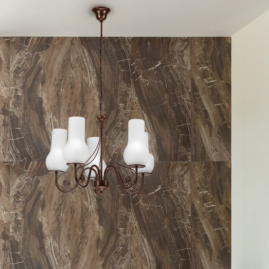 Brilagi - LED Lustr na řetězu COTTAGE 5xE14/40W/230V hnědá/bílá