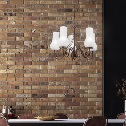 Brilagi - LED Lustr na řetězu COTTAGE 5xE14/40W/230V hnědá/bílá