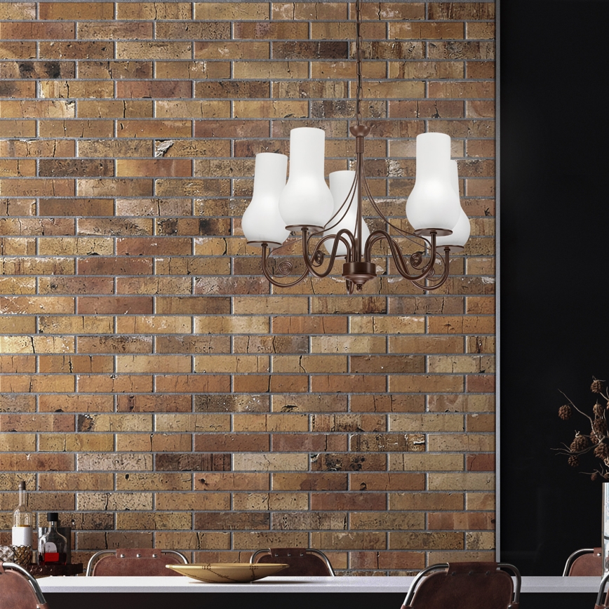 Brilagi - LED Lustr na řetězu COTTAGE 5xE14/40W/230V hnědá/bílá