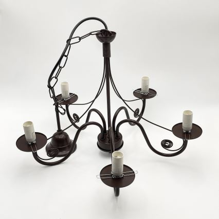 Brilagi - LED Lustr na řetězu COTTAGE 5xE14/40W/230V hnědá/bílá