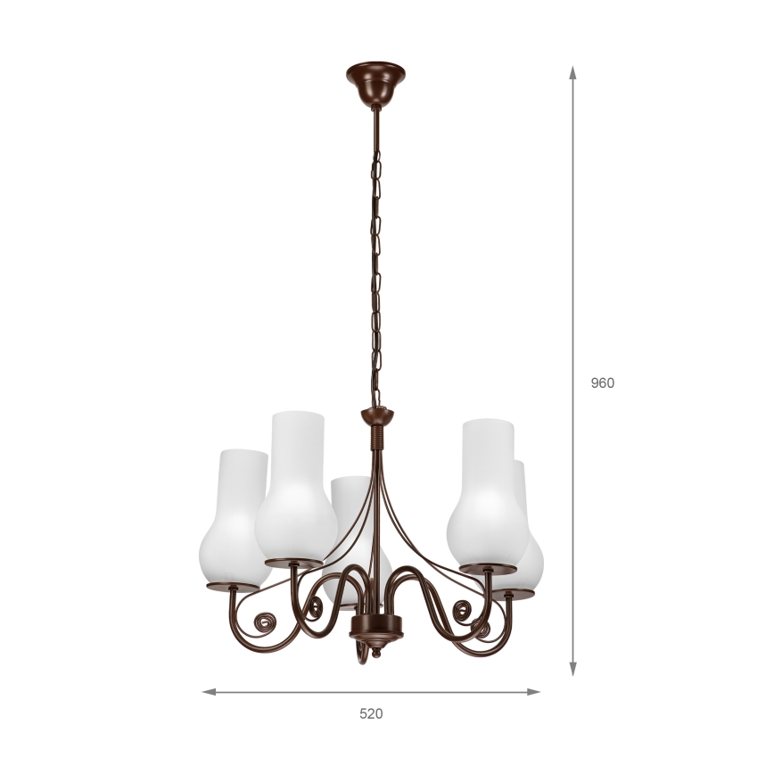 Brilagi - LED Lustr na řetězu COTTAGE 5xE14/40W/230V hnědá/bílá