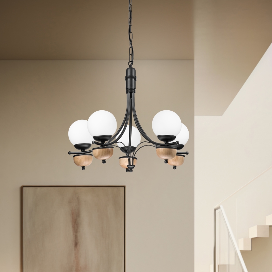 Brilagi - LED Lustr na řetězu COTTAGE 5xG9/40W/230V buk/bílá