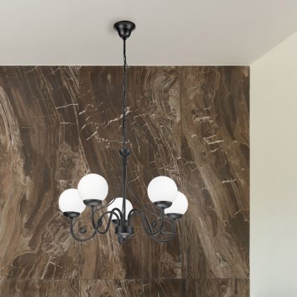 Brilagi - LED Lustr na řetězu COTTAGE 5xG9/40W/230V černá/bílá