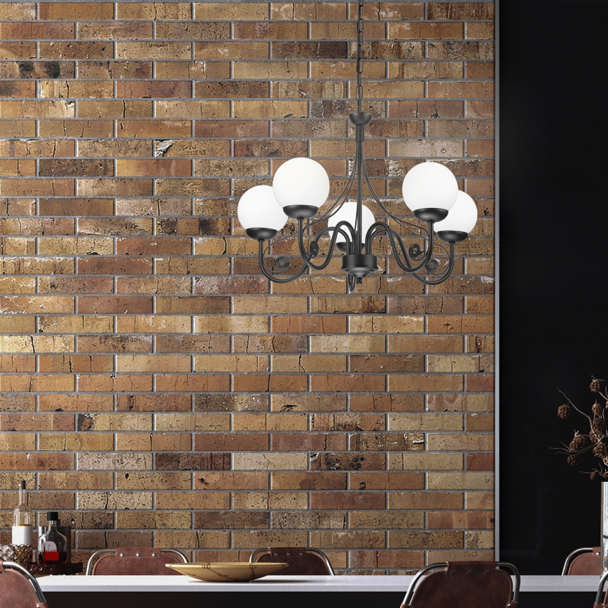Brilagi - LED Lustr na řetězu COTTAGE 5xG9/40W/230V černá/bílá
