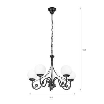 Brilagi - LED Lustr na řetězu COTTAGE 5xG9/40W/230V černá/bílá