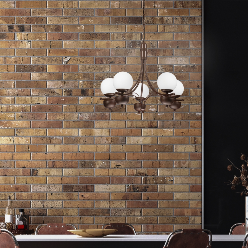 Brilagi - LED Lustr na řetězu COTTAGE 5xG9/40W/230V dub/bílá