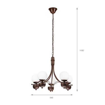 Brilagi - LED Lustr na řetězu COTTAGE 5xG9/40W/230V dub/bílá