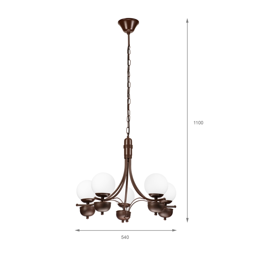 Brilagi - LED Lustr na řetězu COTTAGE 5xG9/40W/230V dub/bílá