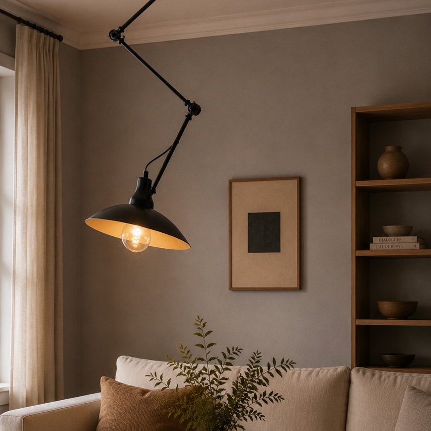 Brilagi - LED Lustr na tyči IRONBEAM 1xE27/60W/230V černá