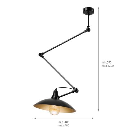 Brilagi - LED Lustr na tyči IRONBEAM 1xE27/60W/230V černá