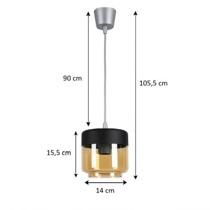 Brilagi - LED Lustr na lanku RETRO GLASS 1xE27/60W/230V pr. 14 cm stříbrná/kouřová béžová/černá