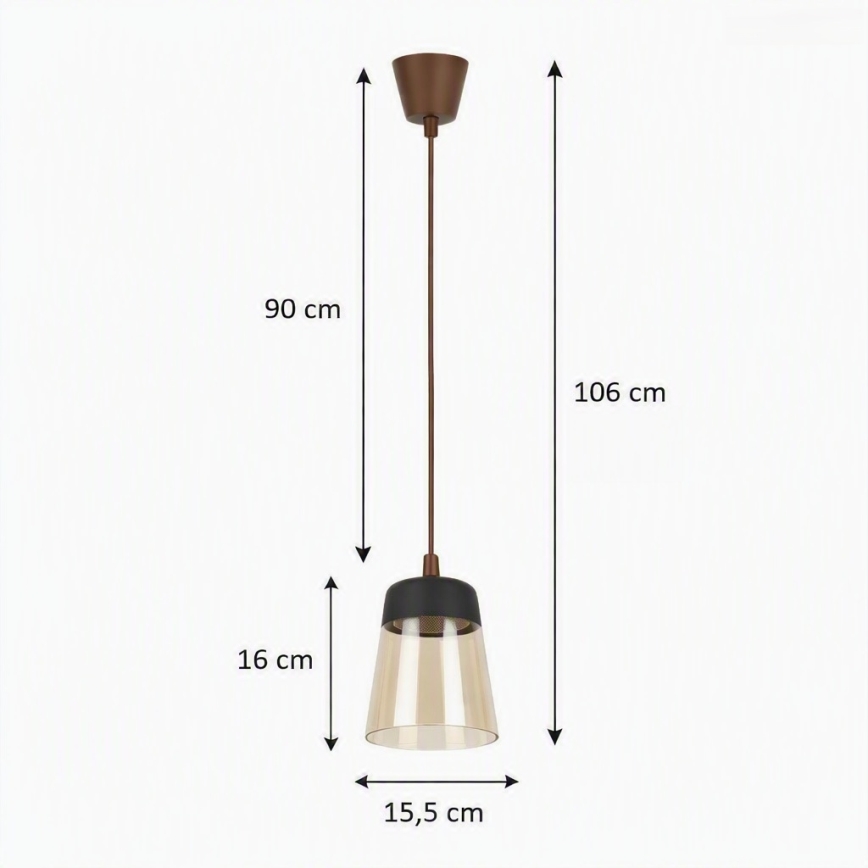 BRILAGI - LED Lustr na lanku RETRO GLASS 1xE27/60W/230V pr. 15,5 cm hnědá/kouřová béžová/černá