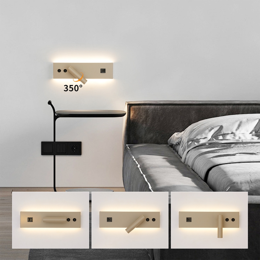 Brilagi - LED Nástěnné bodové svítidlo s USB portem NOCTIS LED/3W/230V + LED/9W béžová