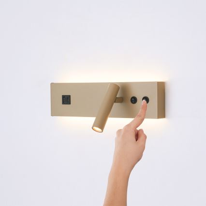 Brilagi - LED Nástěnné bodové svítidlo s USB portem NOCTIS LED/3W/230V + LED/9W béžová