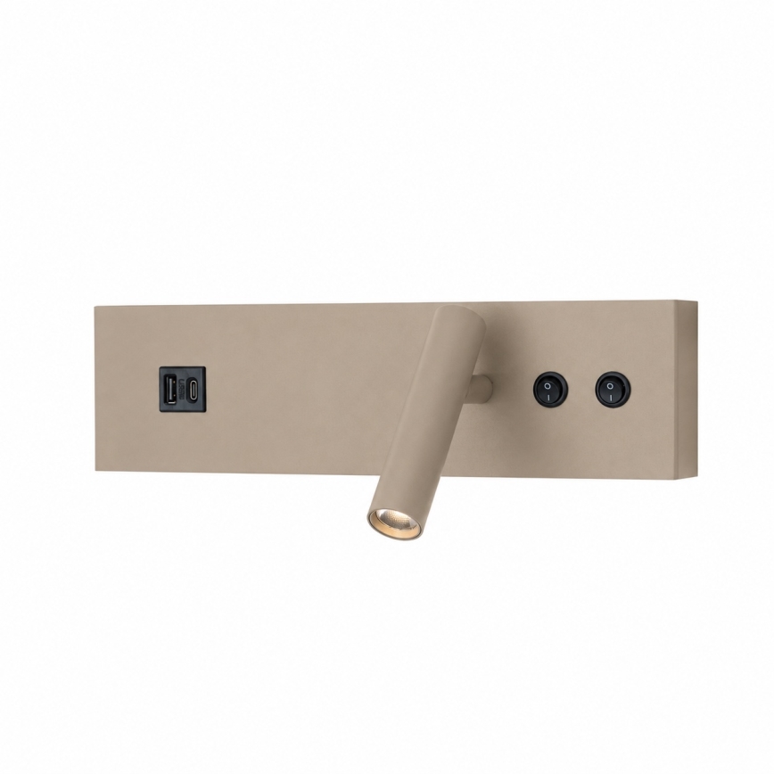 Brilagi - LED Nástěnné bodové svítidlo s USB portem NOCTIS LED/3W/230V + LED/9W béžová