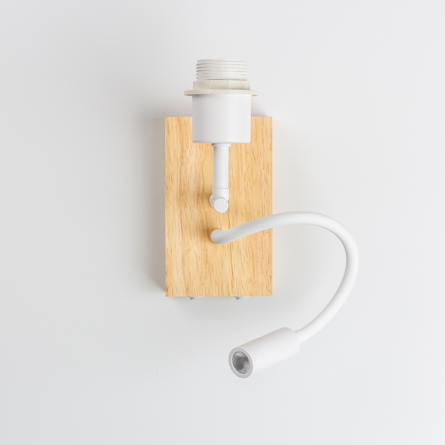 Brilagi - LED Flexibilní nástěnná lampa NUBILA WOOD 1xE27/25W/230V + LED/3W dub/bílá/oranžová