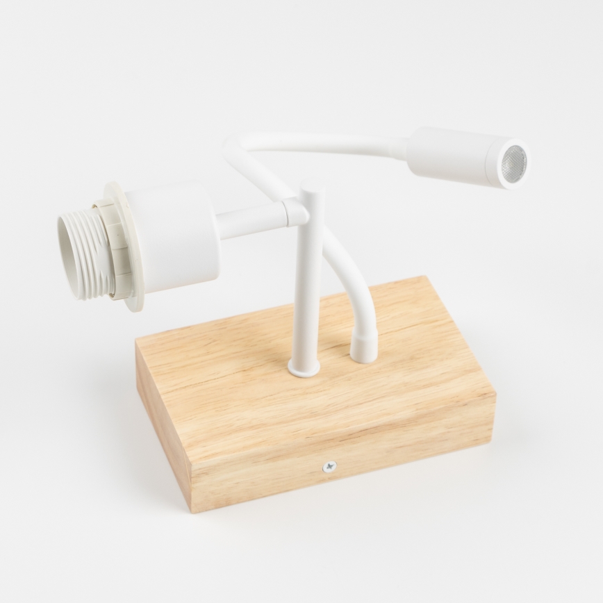 Brilagi - LED Flexibilní nástěnná lampa NUBILA WOOD 1xE27/25W/230V + LED/3W dub/bílá/oranžová