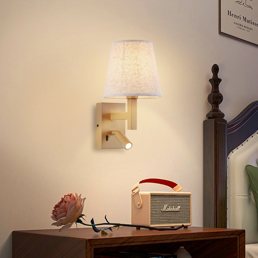 Brilagi - LED Nástěnná lampa DEYA 1xE14/40W/230V + LED/3W len/zlatá