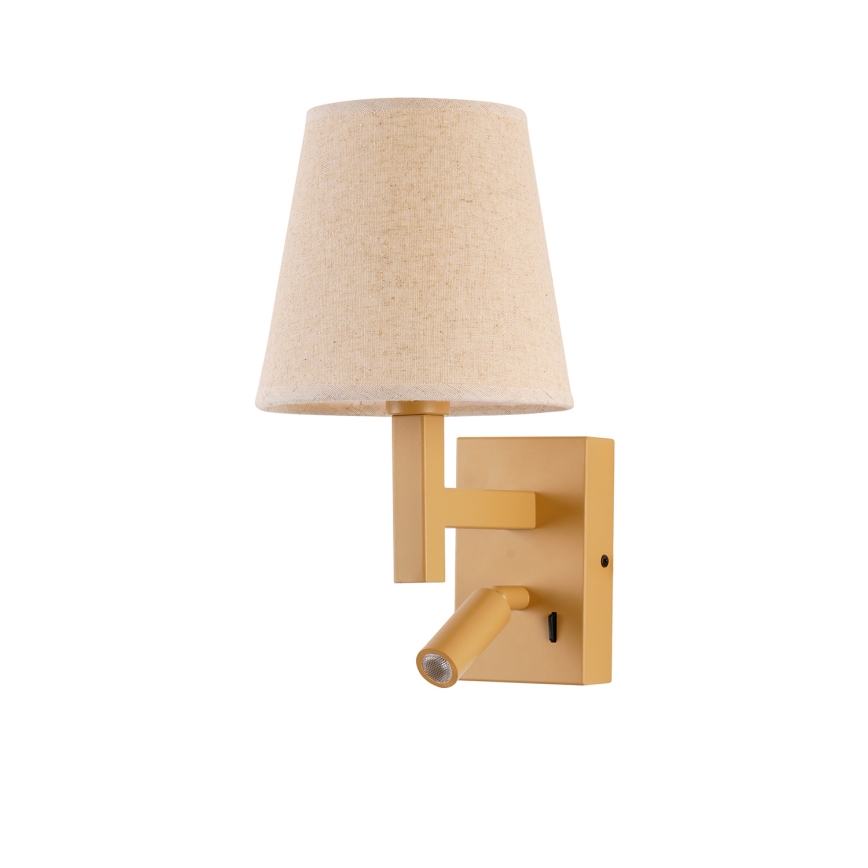 Brilagi - LED Nástěnná lampa DEYA 1xE14/40W/230V + LED/3W len/zlatá
