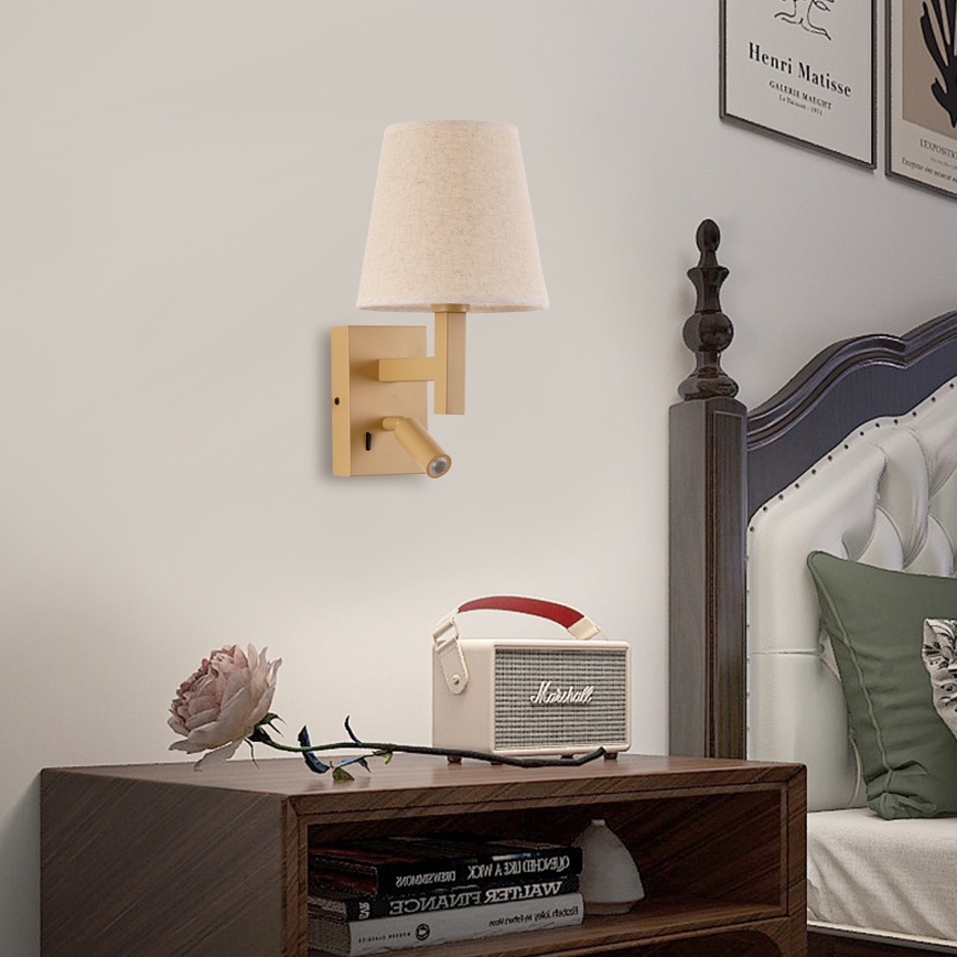 Brilagi - LED Nástěnná lampa DEYA 1xE14/40W/230V + LED/3W len/zlatá