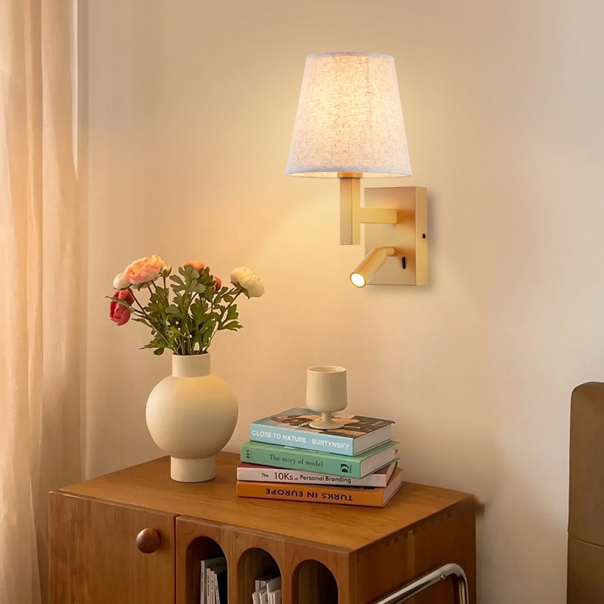 Brilagi - LED Nástěnná lampa DEYA 1xE14/40W/230V + LED/3W len/zlatá