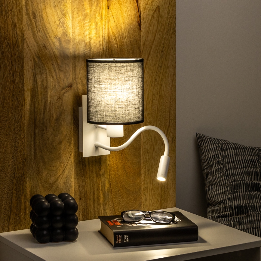 Brilagi - LED Flexibilní nástěnná lampa NUBILA 1xE27/25W/230V + LED/3W bílá/černá