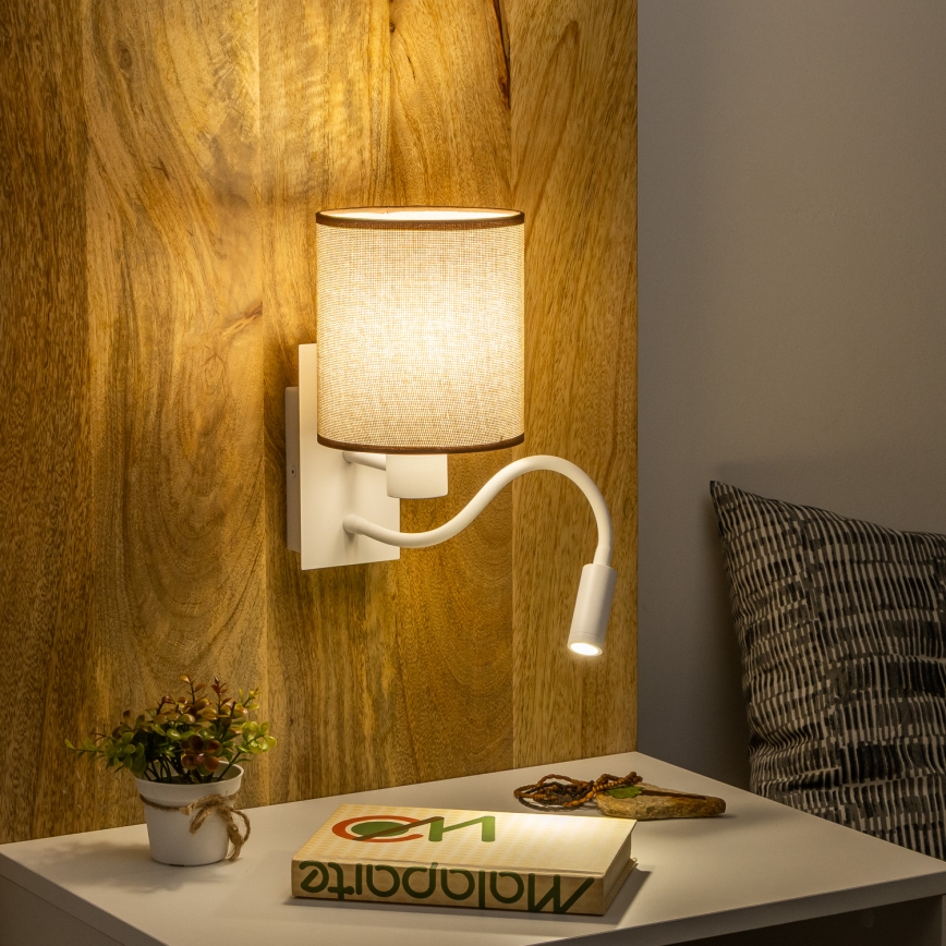 Brilagi - LED Flexibilní nástěnná lampa NUBILA 1xE27/25W/230V + LED/3W bílá/hnědá