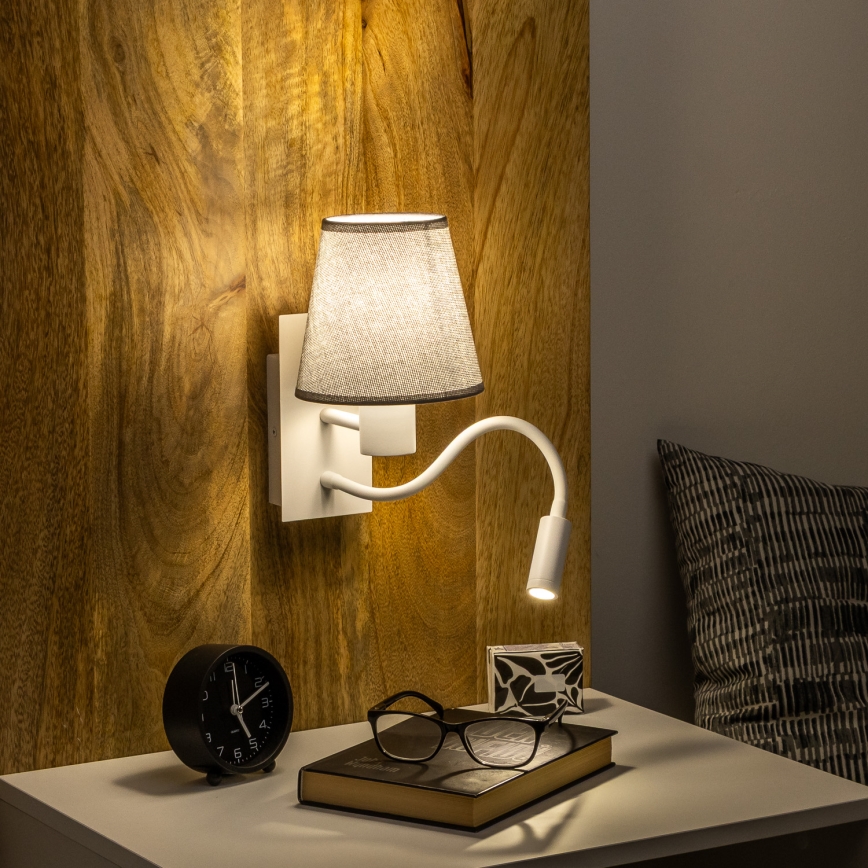 Brilagi - LED Flexibilní nástěnná lampa NUBILA 1xE27/25W/230V + LED/3W bílá/šedá