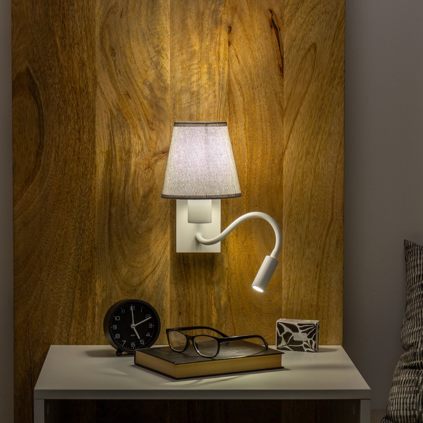 Brilagi - LED Flexibilní nástěnná lampa NUBILA 1xE27/25W/230V + LED/3W bílá/šedá