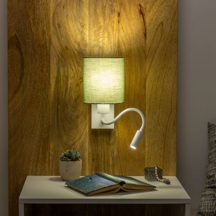 Brilagi - LED Flexibilní nástěnná lampa NUBILA 1xE27/25W/230V + LED/3W bílá/zelená