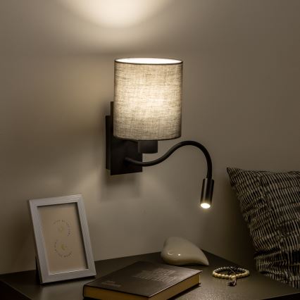 Brilagi - LED Flexibilní nástěnná lampa NUBILA 1xE27/25W/230V + LED/3W černá/antracit