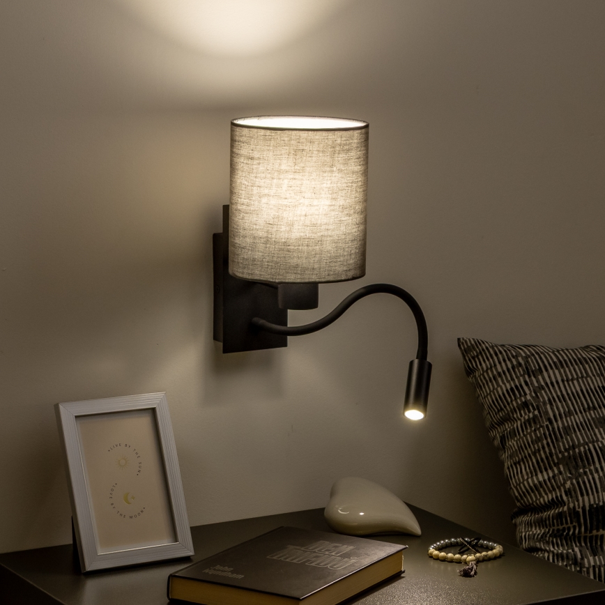 Brilagi - LED Flexibilní nástěnná lampa NUBILA 1xE27/25W/230V + LED/3W černá/antracit
