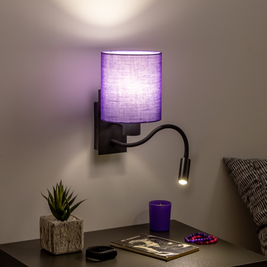 Brilagi - LED Flexibilní nástěnná lampa NUBILA 1xE27/25W/230V + LED/3W černá/fialová