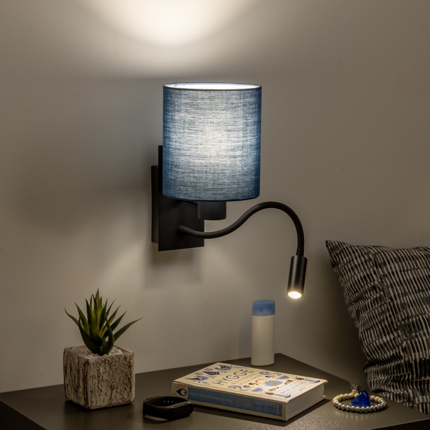 Brilagi - LED Flexibilní nástěnná lampa NUBILA 1xE27/25W/230V + LED/3W černá/tmavě modrá