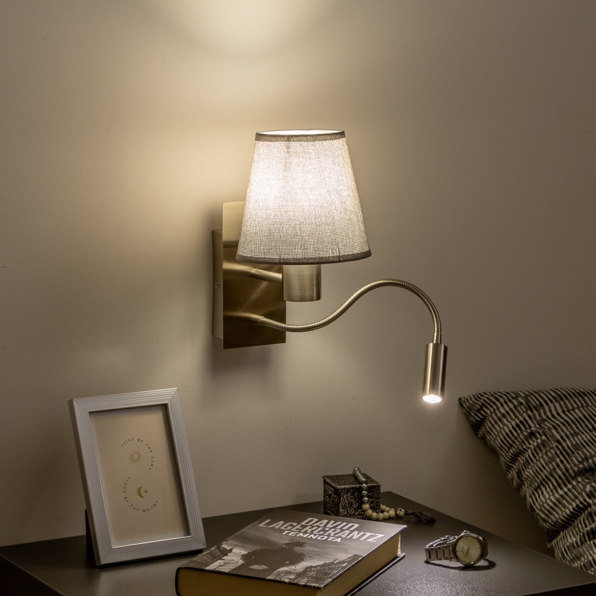 Brilagi - LED Flexibilní nástěnná lampa NUBILA 1xE27/25W/230V + LED/3W matný chrom/šedá