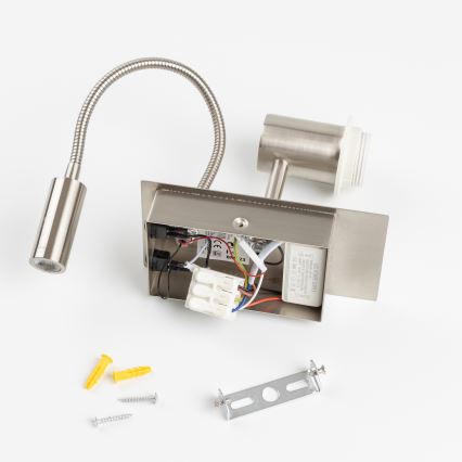 Brilagi - LED Flexibilní nástěnná lampa NUBILA 1xE27/25W/230V + LED/3W matný chrom/šedá