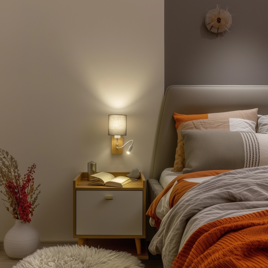 Brilagi - LED Flexibilní nástěnná lampa NUBILA WOOD 1xE27/25W/230V + LED/3W dub/antracit