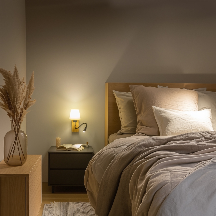 Brilagi - LED Flexibilní nástěnná lampa NUBILA WOOD 1xE27/25W/230V + LED/3W dub/bílá