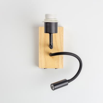 Brilagi - LED Flexibilní nástěnná lampa NUBILA WOOD 1xE27/25W/230V + LED/3W dub/černá