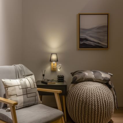 Brilagi - LED Flexibilní nástěnná lampa NUBILA WOOD 1xE27/25W/230V + LED/3W dub/černá