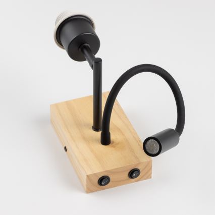 Brilagi - LED Flexibilní nástěnná lampa NUBILA WOOD 1xE27/25W/230V + LED/3W dub/černá/žlutá