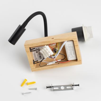 Brilagi - LED Flexibilní nástěnná lampa NUBILA WOOD 1xE27/25W/230V + LED/3W dub/černá/žlutá