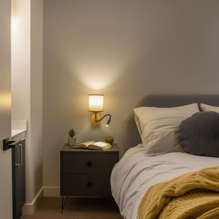 Brilagi - LED Flexibilní nástěnná lampa NUBILA WOOD 1xE27/25W/230V + LED/3W dub/hnědá