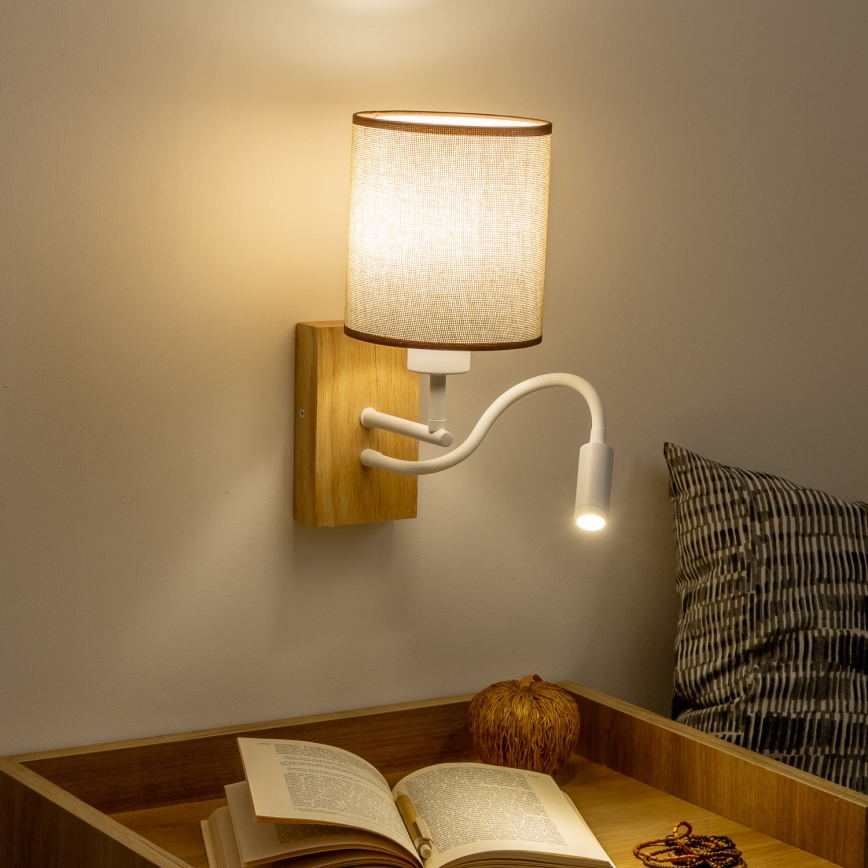 Brilagi - LED Flexibilní nástěnná lampa NUBILA WOOD 1xE27/25W/230V + LED/3W dub/hnědá