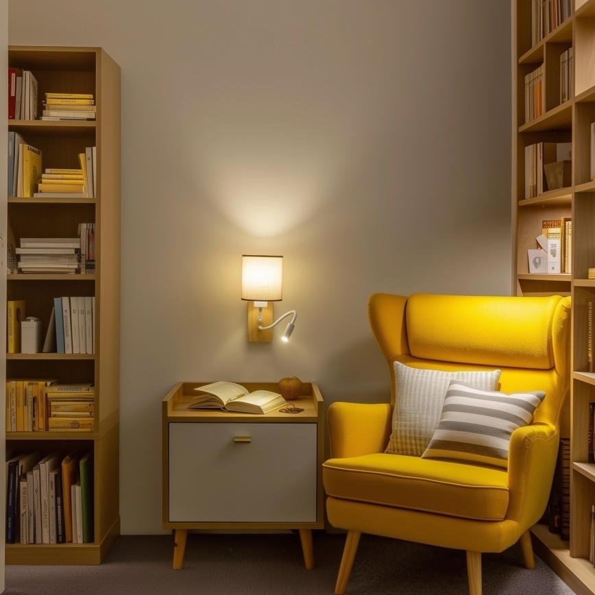 Brilagi - LED Flexibilní nástěnná lampa NUBILA WOOD 1xE27/25W/230V + LED/3W dub/hnědá