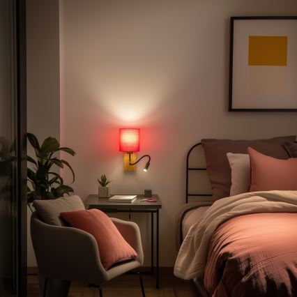 Brilagi - LED Flexibilní nástěnná lampa NUBILA WOOD 1xE27/25W/230V + LED/3W dub/růžová