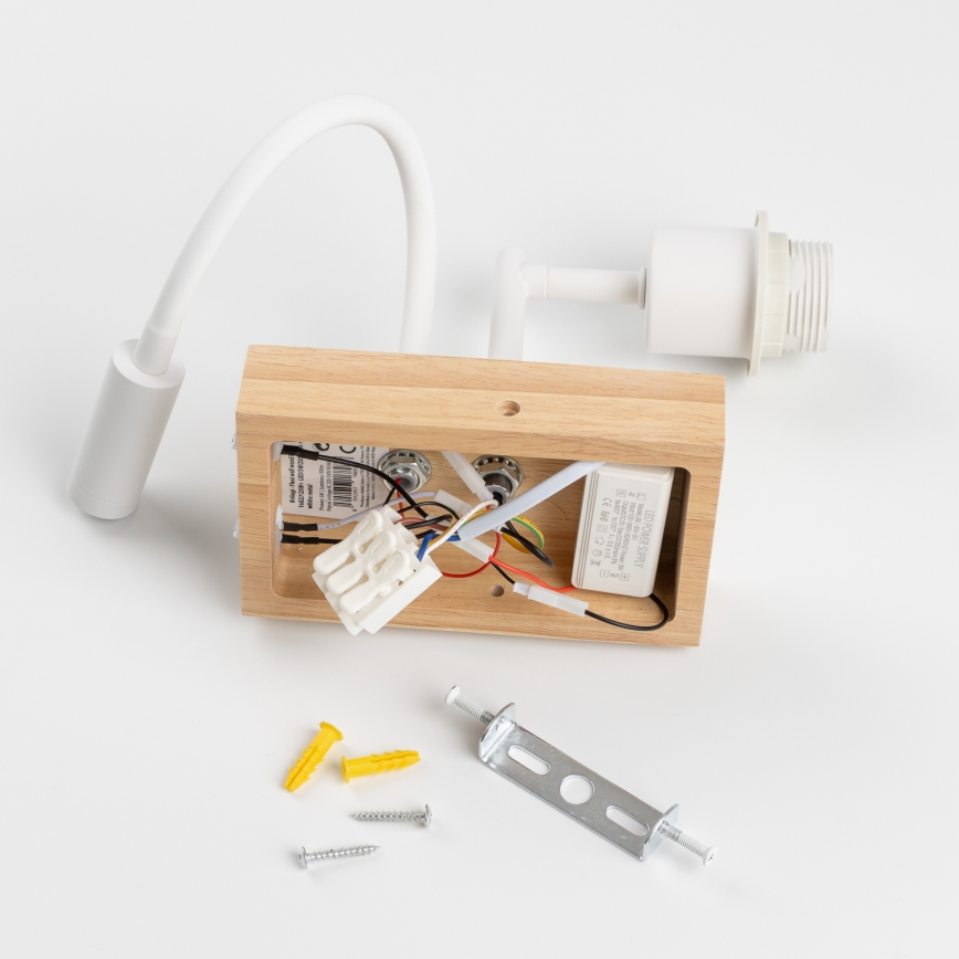 Brilagi - LED Flexibilní nástěnná lampa NUBILA WOOD 1xE27/25W/230V + LED/3W dub/šedá